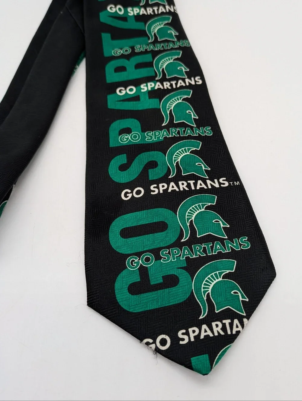 Vintage Superfan Ralph Marlin Black Green White Michigan State Spartans MSU Tie